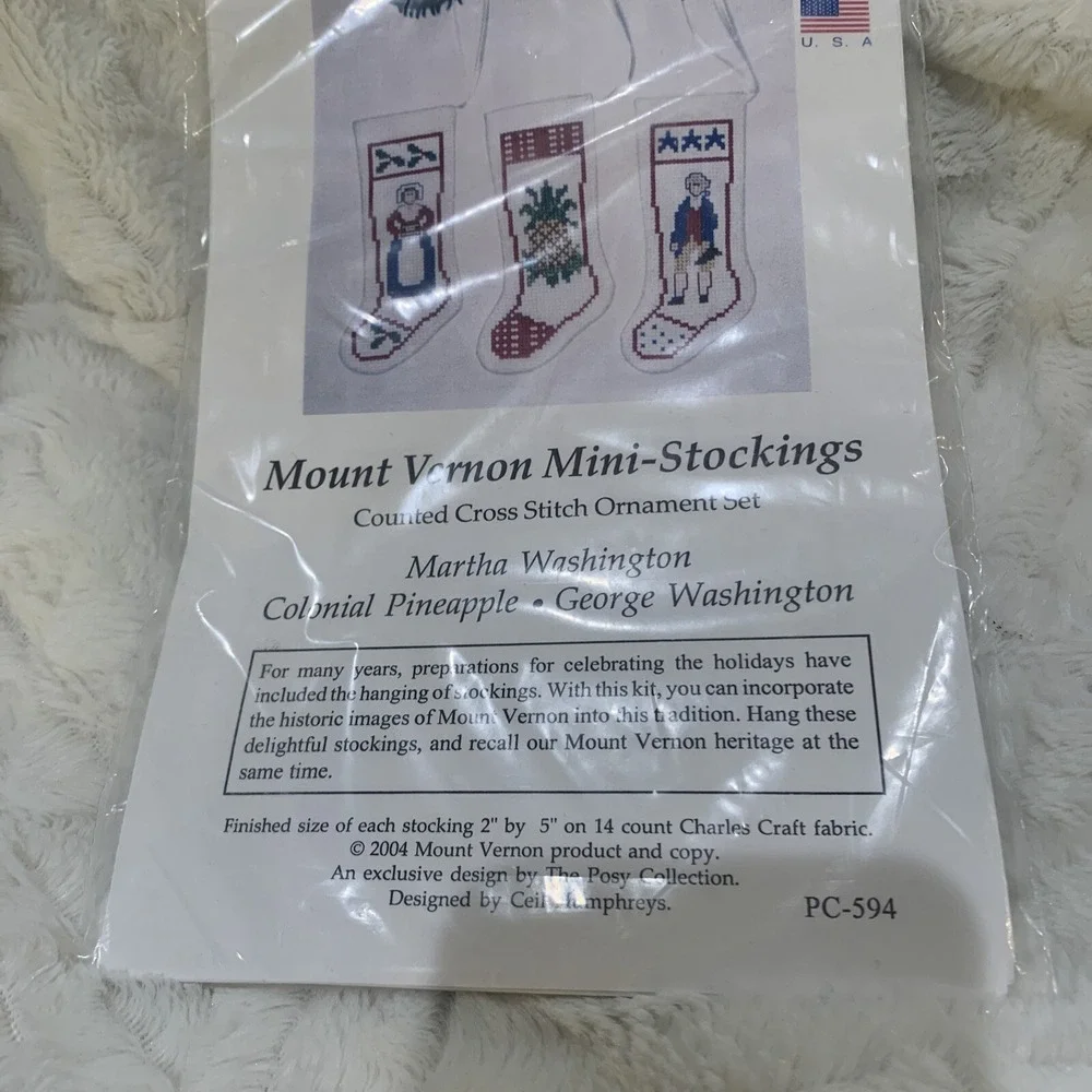 Posy Collection George Washington Mount Vernon Mini Stocking PC 594 Cross Stitch